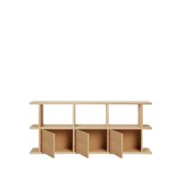 Kona Bookcase 3x2 With 3 Cabinet Inserts Natural Oak