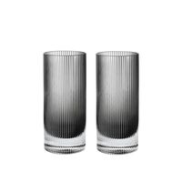 Ripple Highball Glasses Set of 2 Smoked Grey