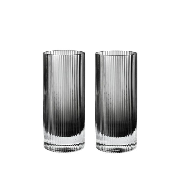 Ripple Highball Glasses Set of 2 Smoked Grey