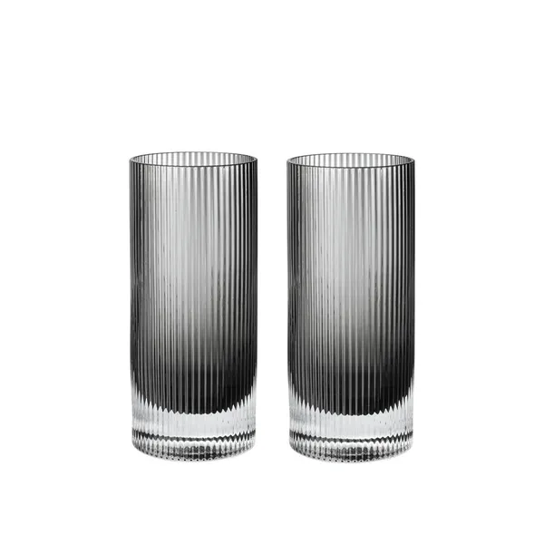 Ripple Highball Glasses Set of 2 Smoked Grey