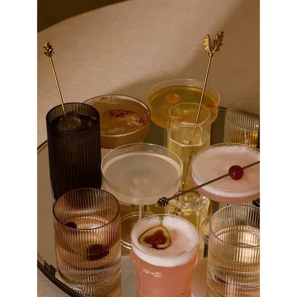 Ripple Highball Glasses Set of 2 Smoked Grey