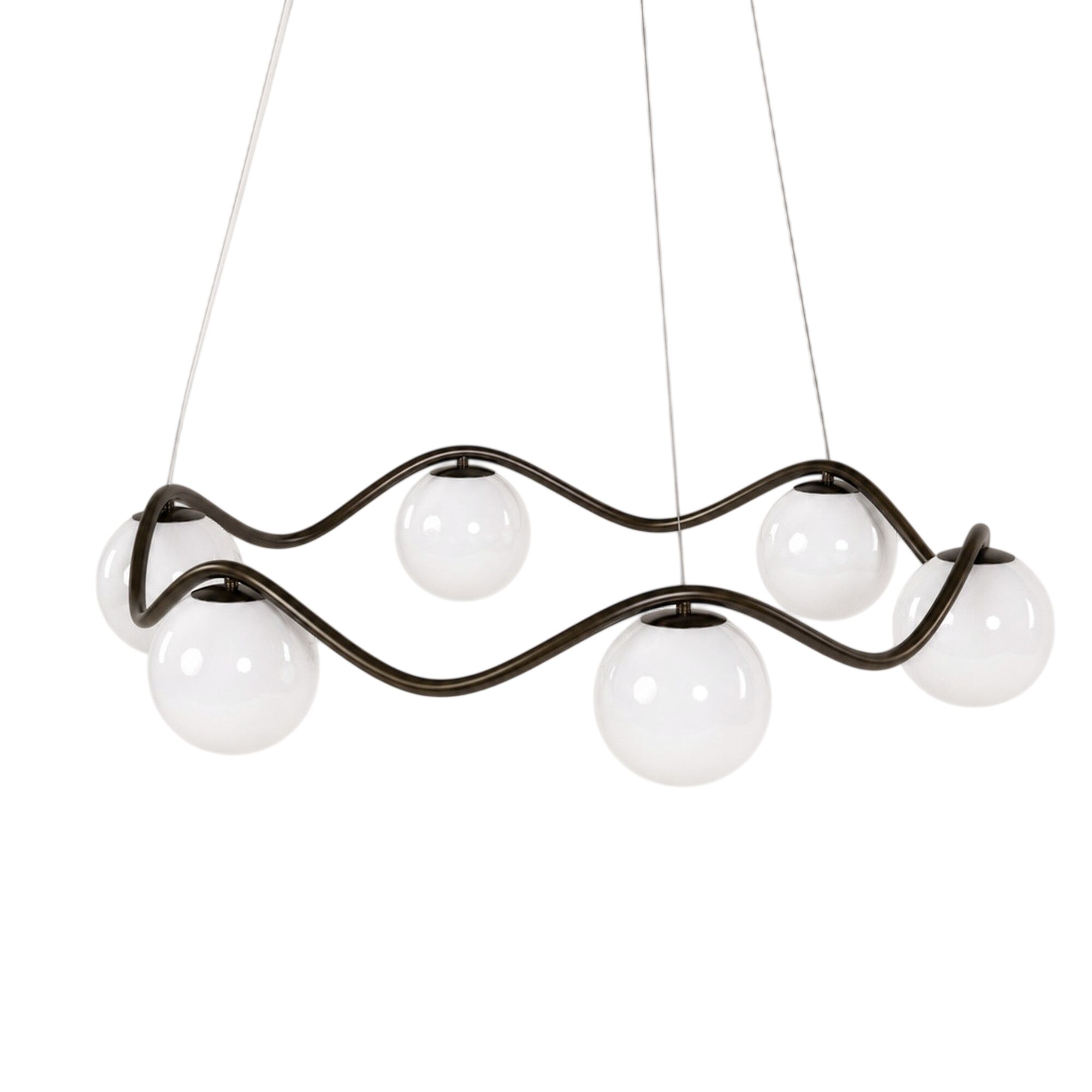 Circle of Life lysekrone Ø91 cm/Ø15 cm globuser opalglass/børstet messing