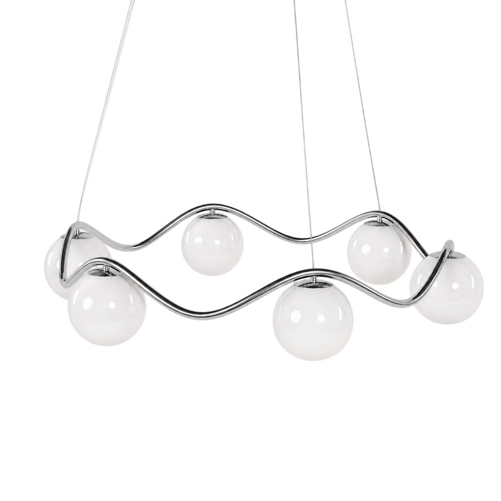 Circle of Life lysekrone Ø91cm/Ø15cm glober opalt glass/krom