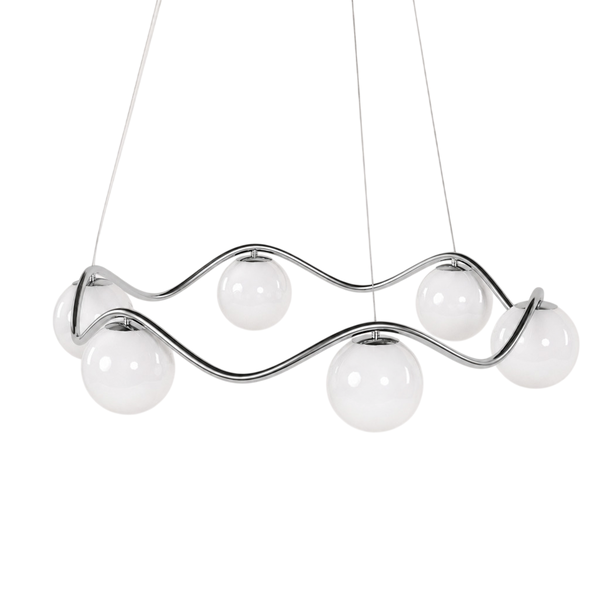 Circle of Life Chandelier Ø91cm/Ø15cm Globes Opal Glass/Chrome