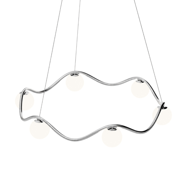 Circle of Life Chandelier Ø91cm/Ø11cm Globes Opal Glass/Chrome