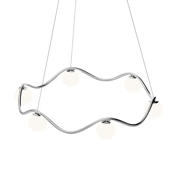 Circle of Life lysekrone Ø91cm/Ø11cm kugler opalglas/krom