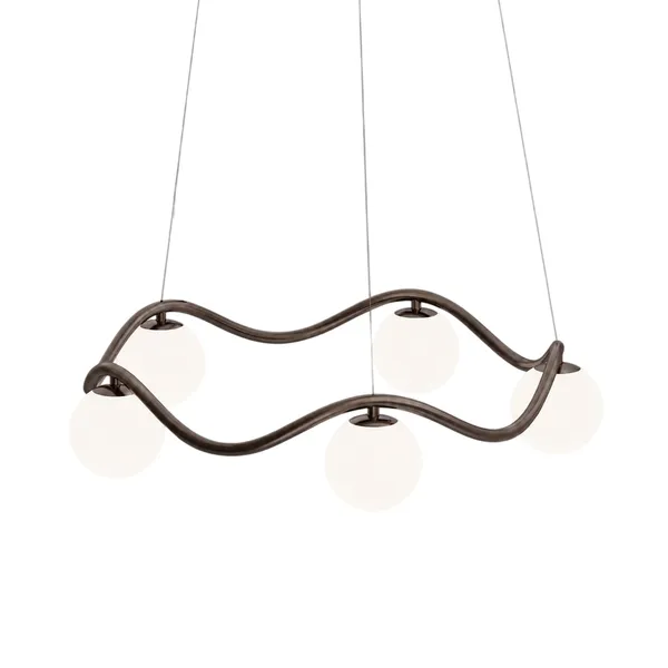 Circle of Life lysekrone Ø65cm/Ø11cm globes opalglas/bruneret messing
