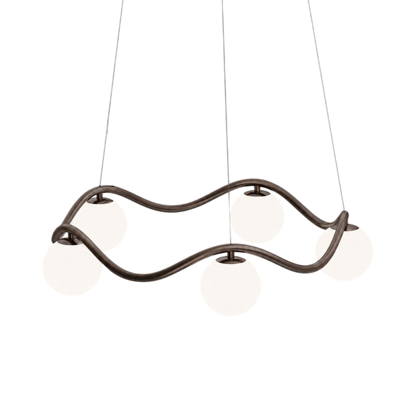 Circle of Life lysekrone Ø65cm/Ø11cm globes opalglas/bruneret messing