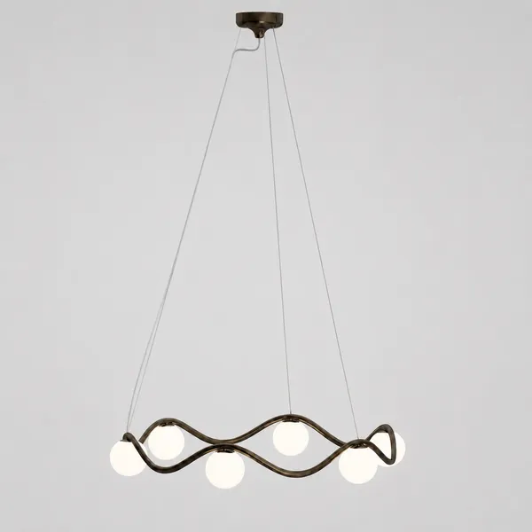 Circle of Life lysekrone Ø65cm/Ø11cm globes opalglas/bruneret messing
