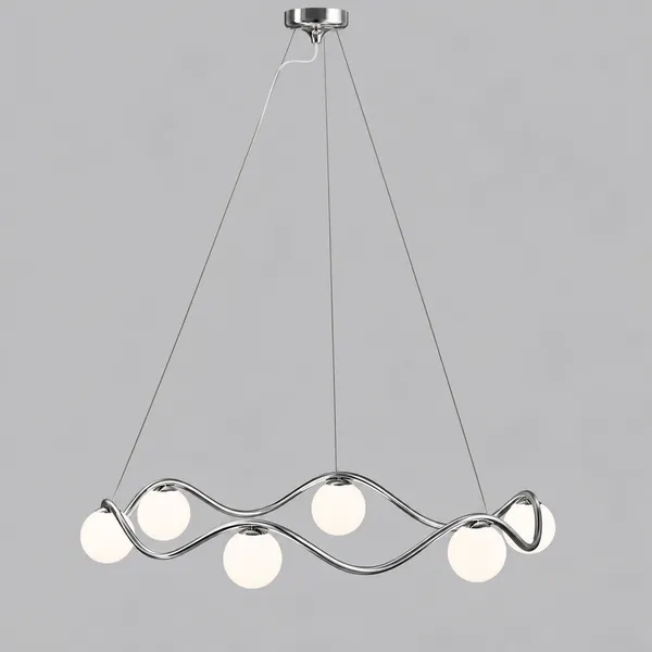 Circle of Life lysekrone Ø65 cm/Ø11 cm kugler i opalglas/krom