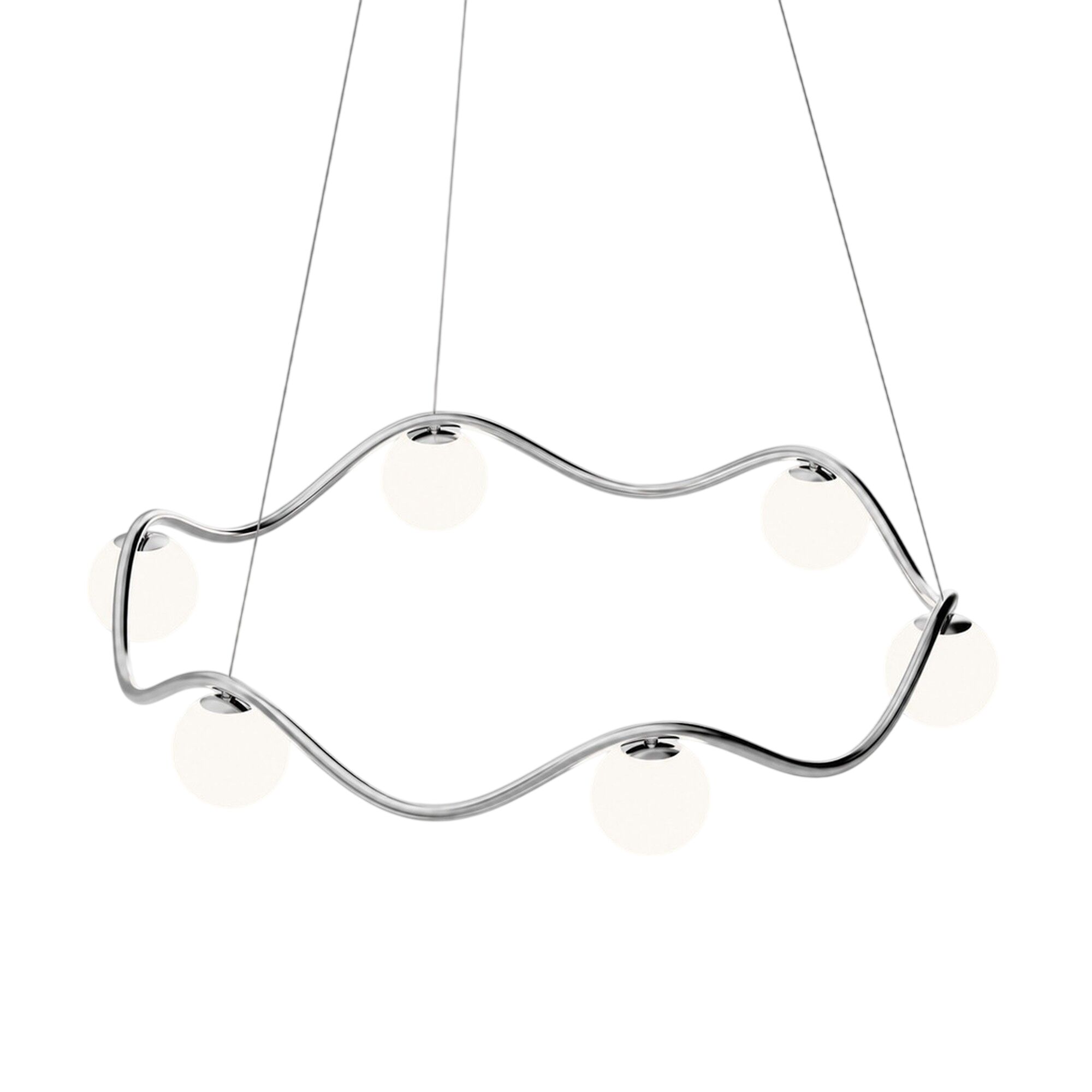 Circle of Life lysekrone Ø65cm/Ø11cm globeler opalt glass/krom