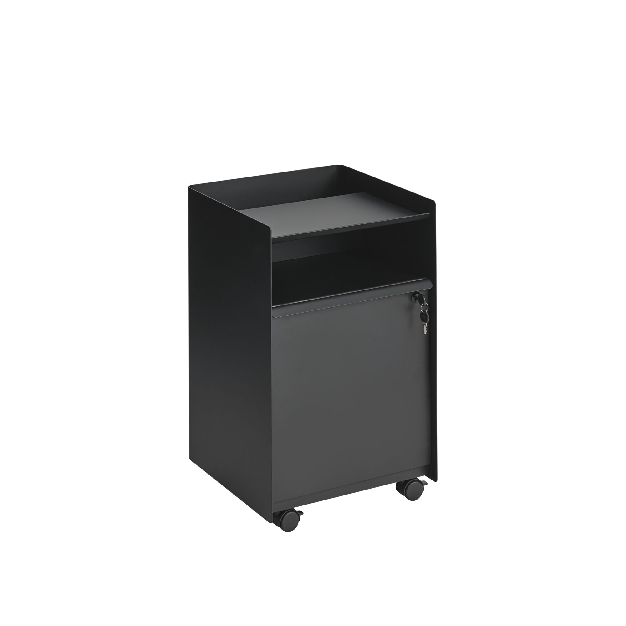 Folded Trolley H61.5 med låsbar skuff, svart