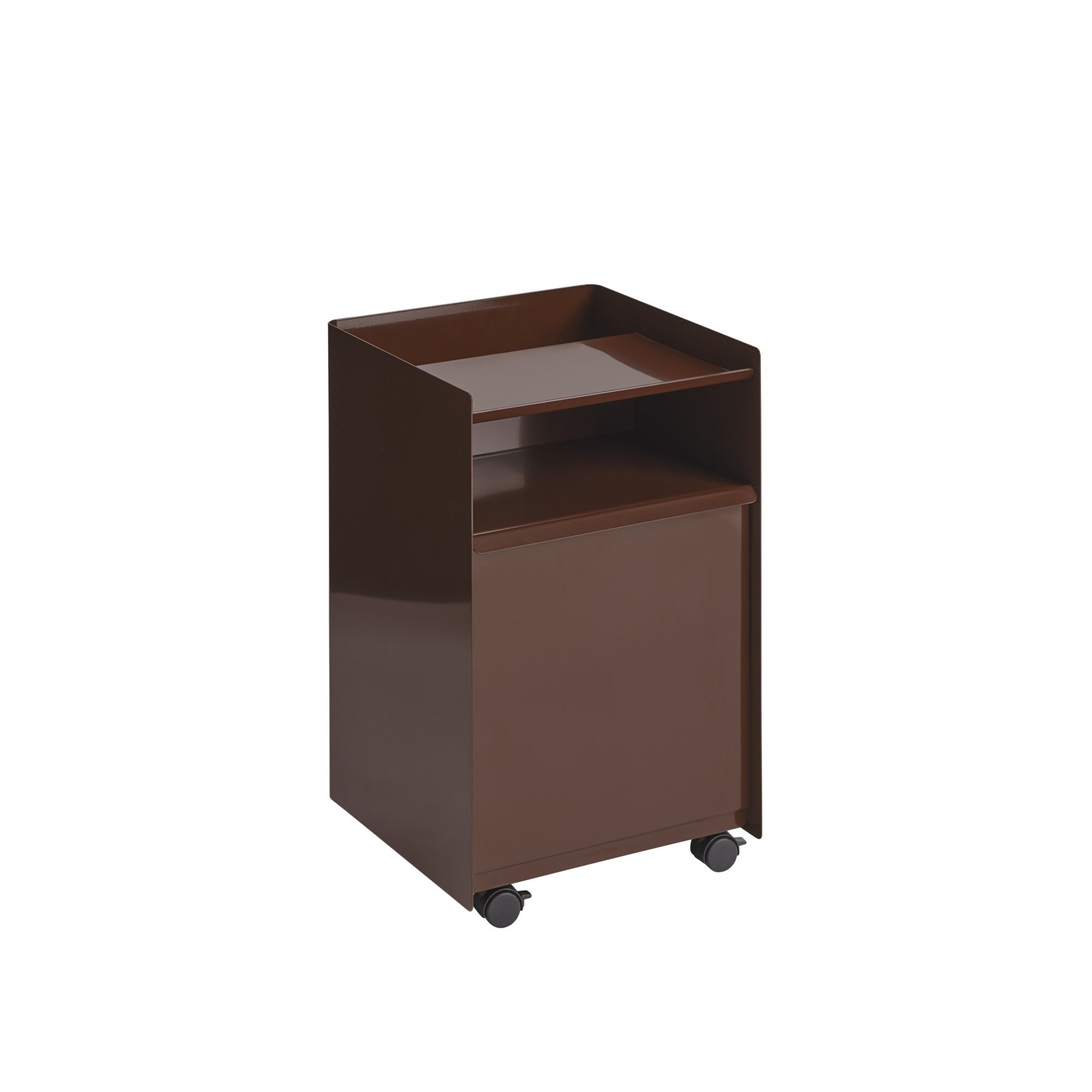 Folded Trolley H61.5 med skuff, mørkerød