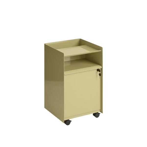 Folded Trolley H61.5 mit abschließbarer Schublade Dunkelbeige Grün