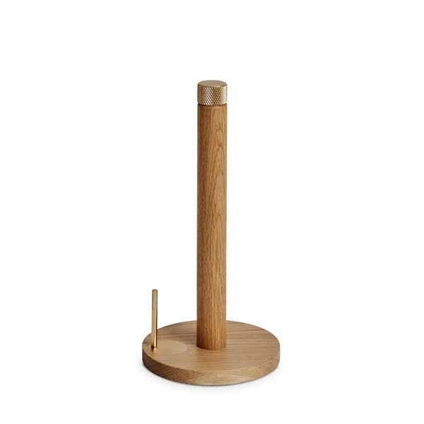 Sina Kitchen Roll Holder Oak/Brass