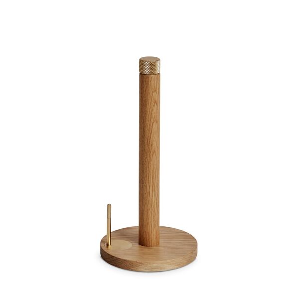Sina Kitchen Roll Holder Oak/Brass