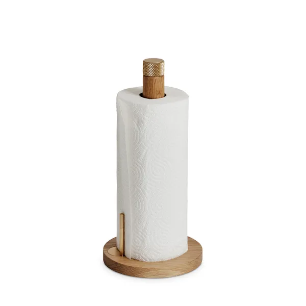 Sina Kitchen Roll Holder Oak/Brass