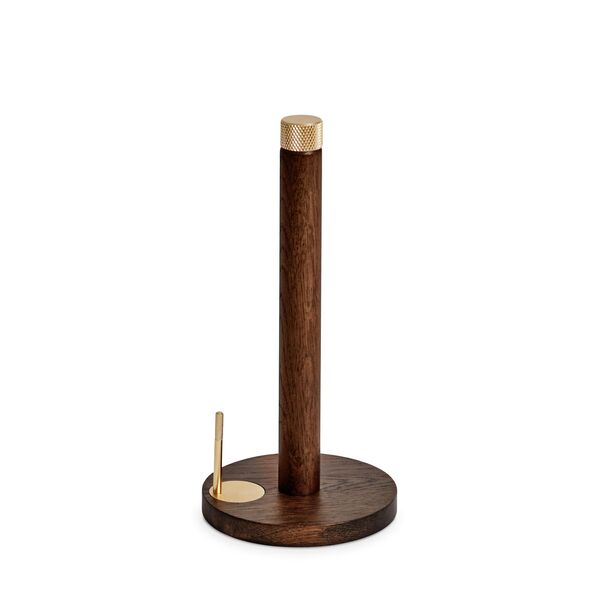 Sina Kitchen Roll Holder Dark Oak/Brass