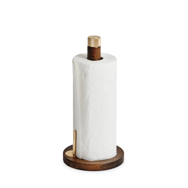 Sina Kitchen Roll Holder Dark Oak/Brass