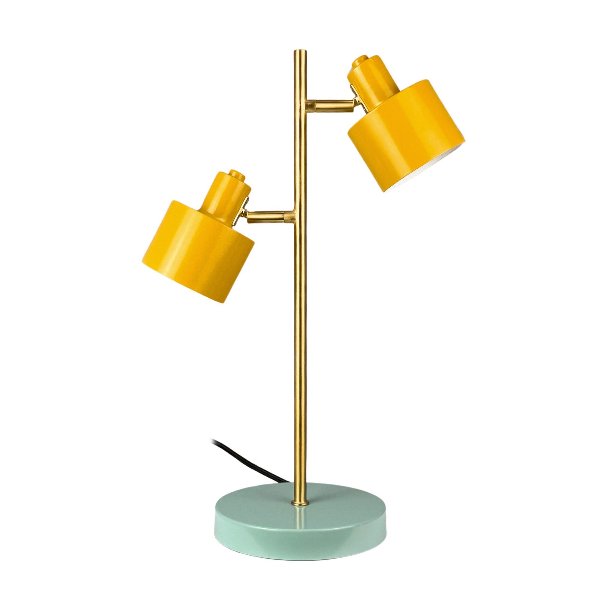 Ocean Bordslampa 2 Sk&auml;rmar Curry/Turkos/M&auml;ssing
