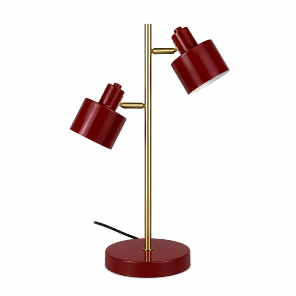 Ocean Bordlampe 2 Skærme Mørkerød/Messing