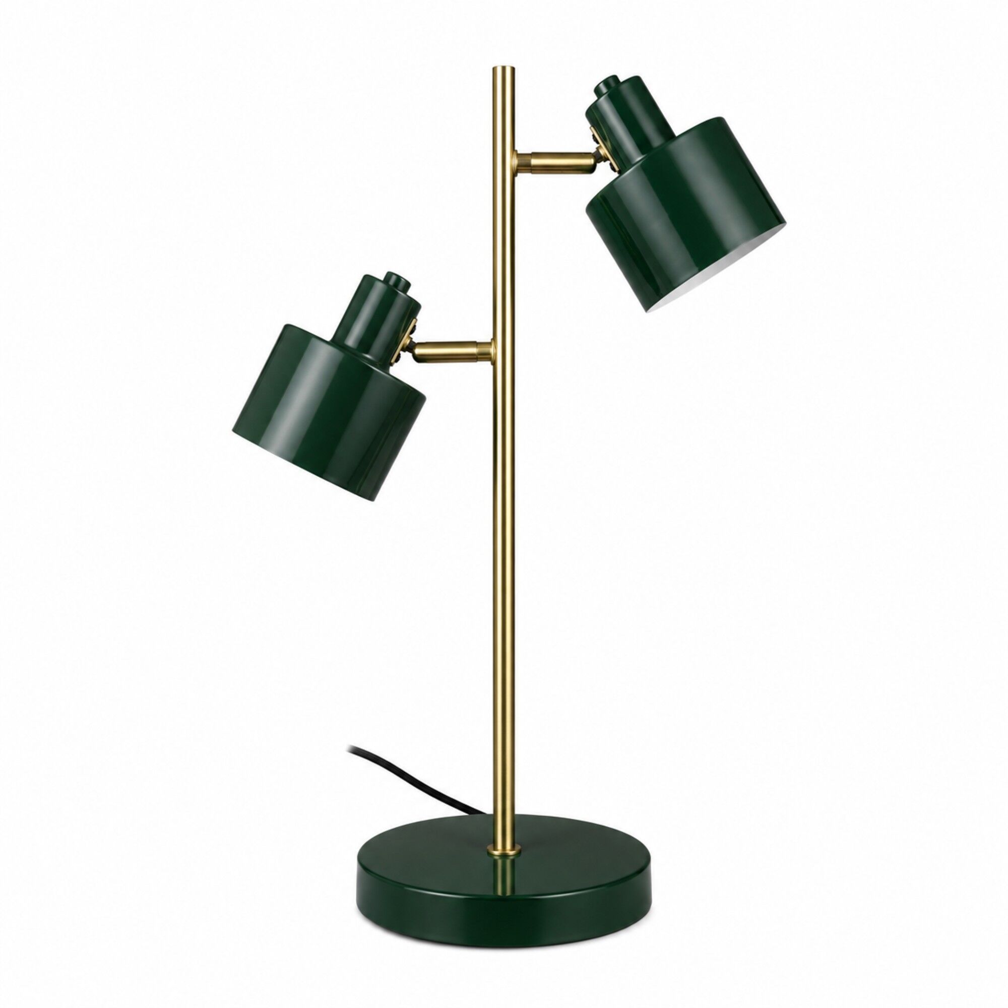 Ocean Bordslampa 2 Sk&auml;rmar M&ouml;rkgr&ouml;n/M&auml;ssing