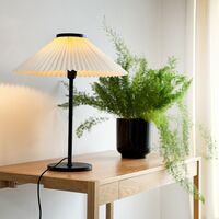 Plissé Bordlampe Sort/Off White