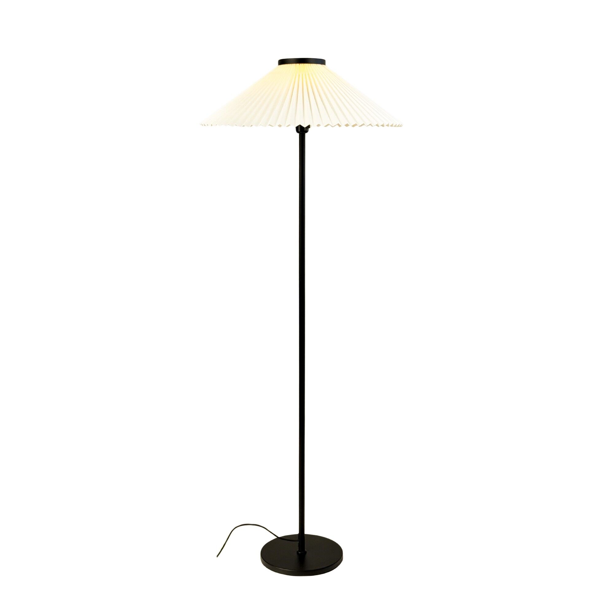 Plissé Gulvlampe Sort/Off White