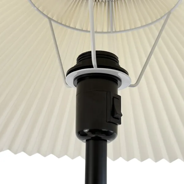 Plissé Gulvlampe Sort/Off White