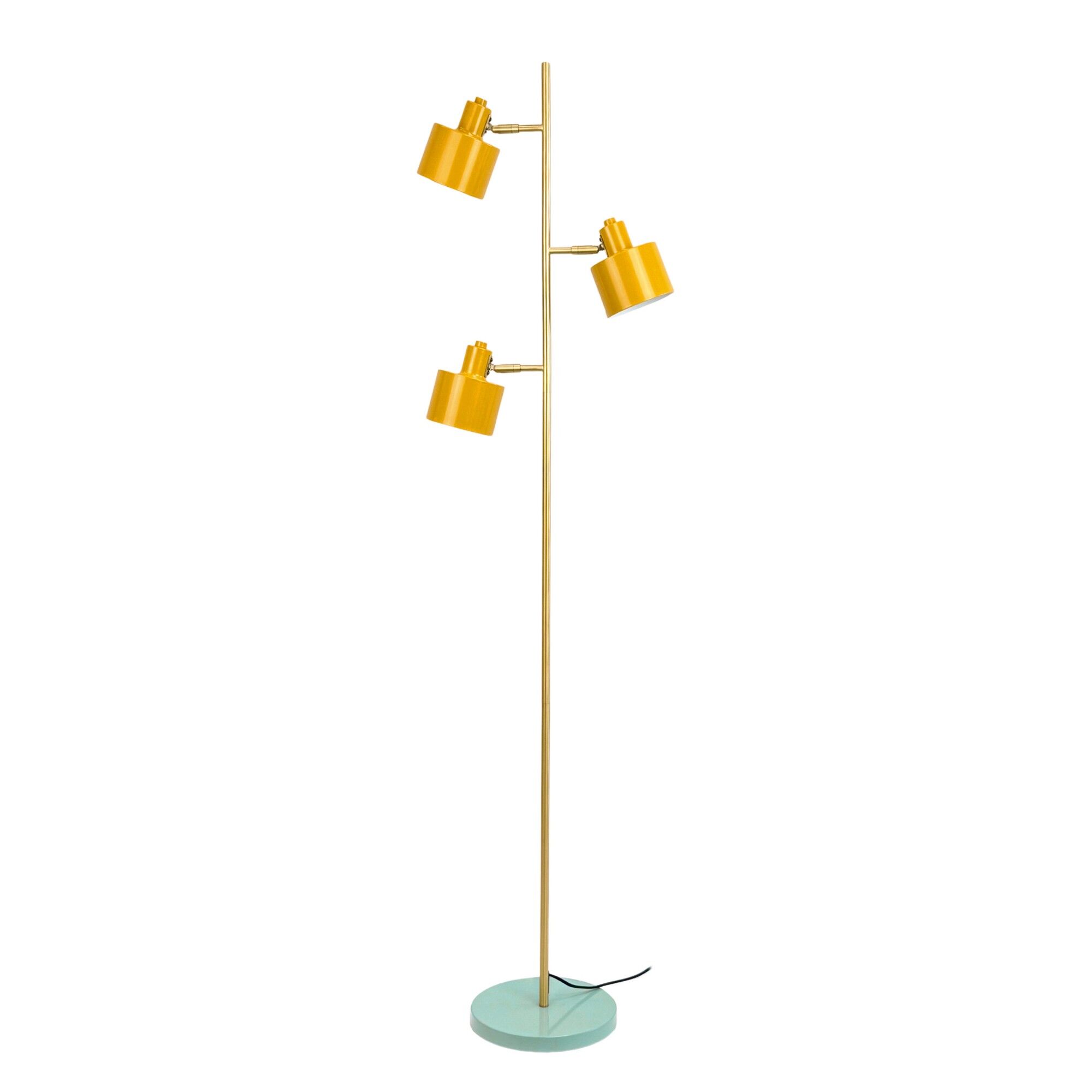 Ocean Gulvlampe 3 Skjermer Curry/Turkis/Messing