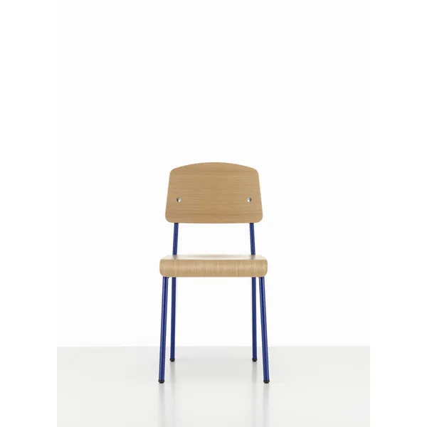 Standard Dining Chair Prouvé Bleu Marcoule/Eiche