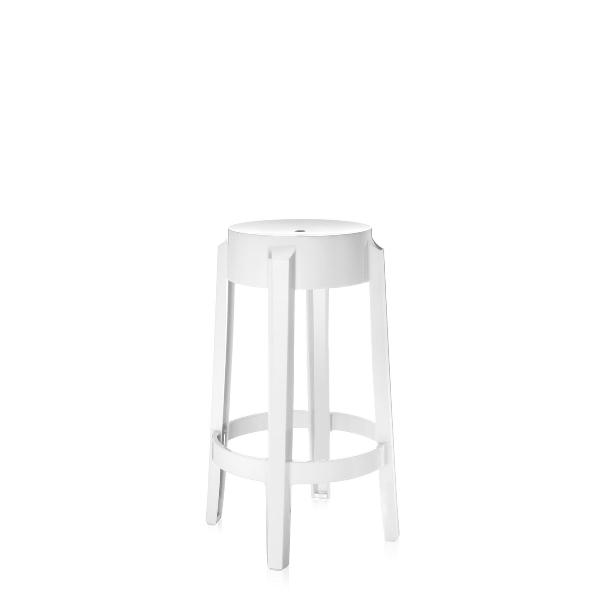 Charles Ghost Barhocker H65 Glänzendes Weiß