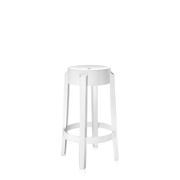 Charles Ghost Barhocker H65 Glänzendes Weiß