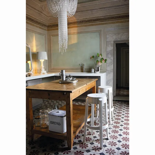 Charles Ghost Bar Stool H75 Glossy White