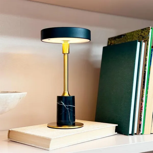 Starlight Mini draagbare tafellamp, zwart marmer/messing