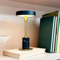 Starlight Mini draagbare tafellamp, zwart marmer/messing