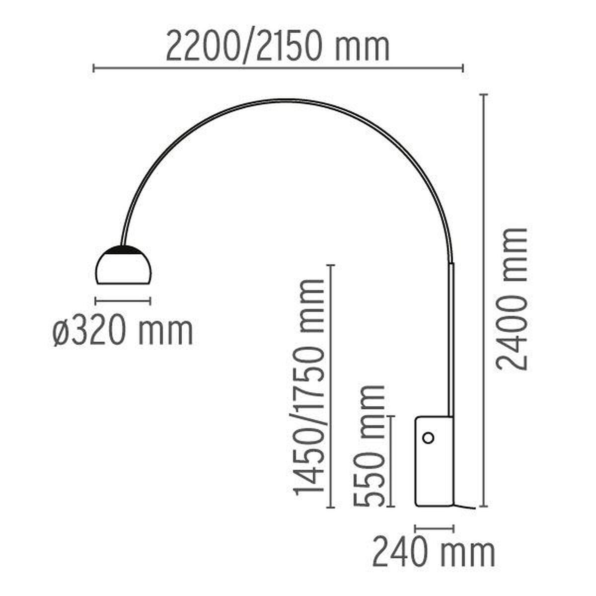 Arco Stehlampe mit Integrierter LED und Dimmer