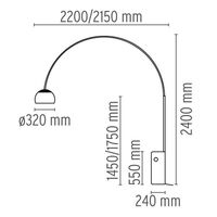 Arco Stehlampe mit Integrierter LED und Dimmer