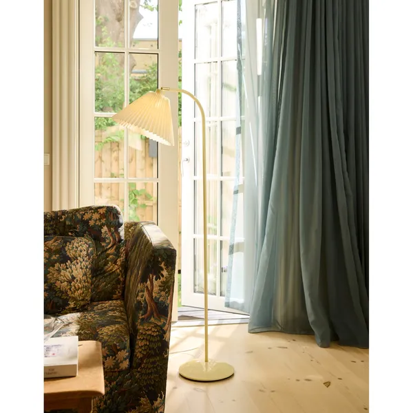 Medina gulvlampe creme/gul forkromet