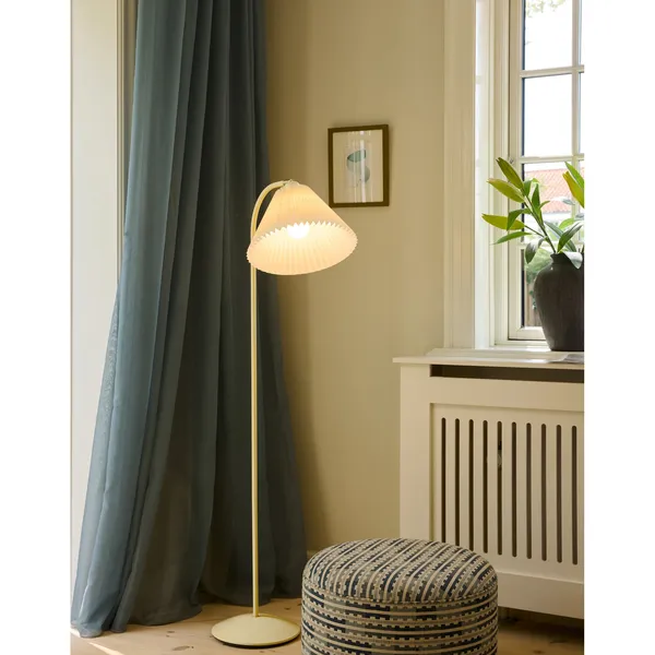 Medina gulvlampe creme/gul forkromet
