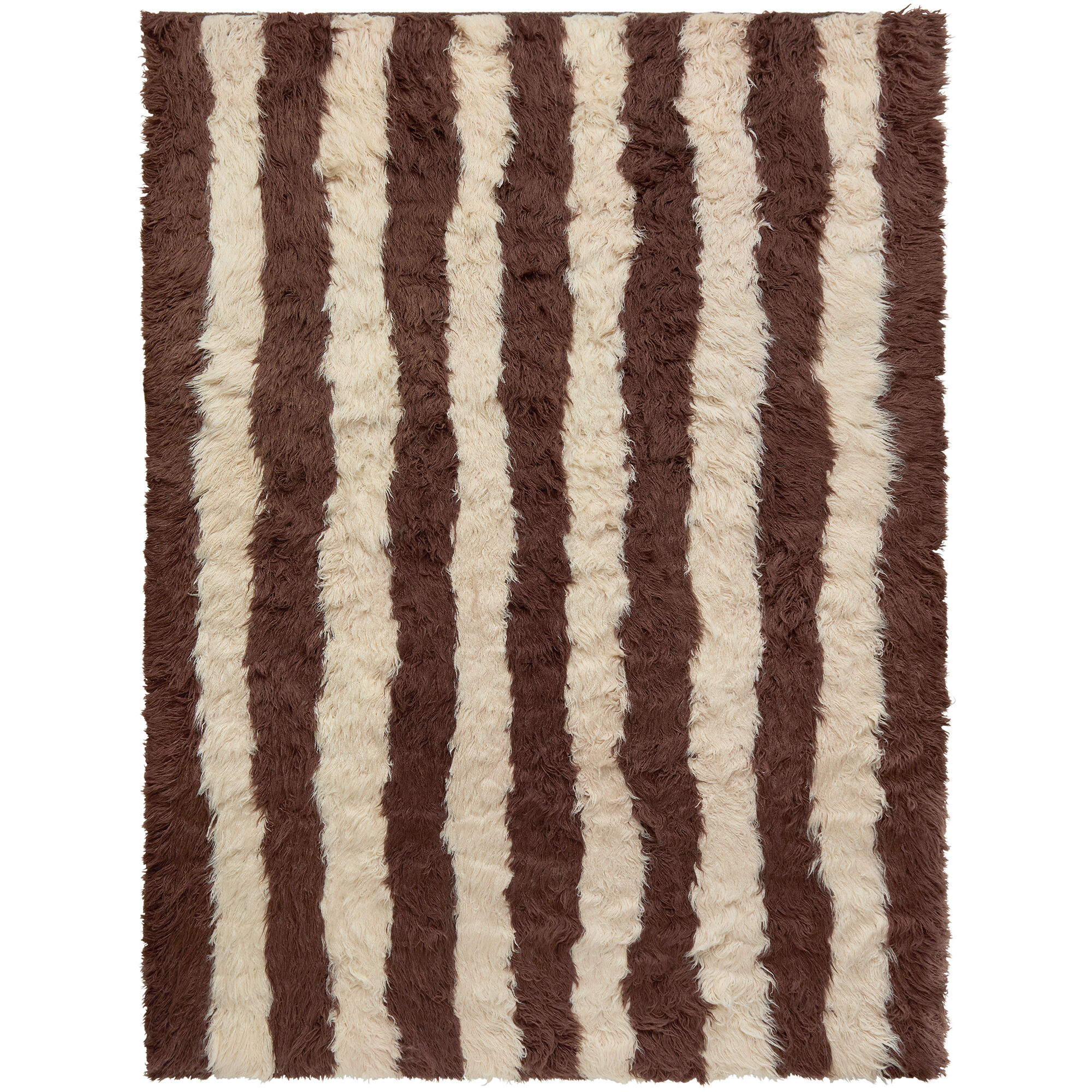 Shaggy Stripe Tapis 75x250 Marron/Blanc