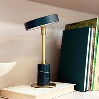 Starlight Mini draagbare tafellamp, zwart marmer/messing
