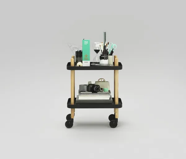 Block Trolley Black/ Oak