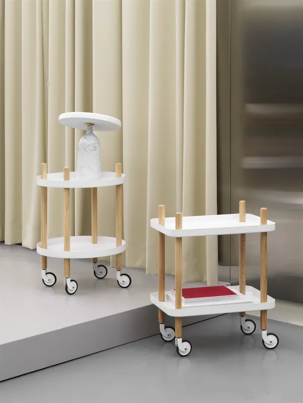 Block Trolley White/ Ash Wood
