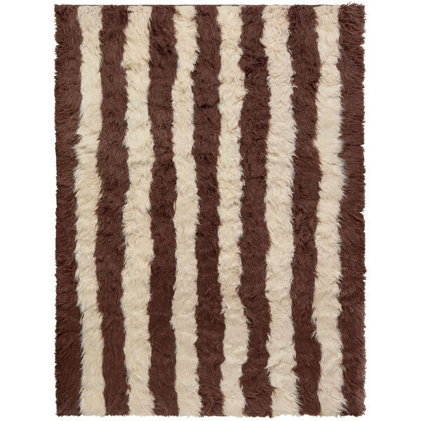 Shaggy Stripe Gulvtæppe 250x350 Brun/Hvid