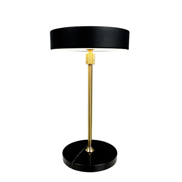 Lámpara de mesa portátil Moonlight LED en negro, mármol y latón