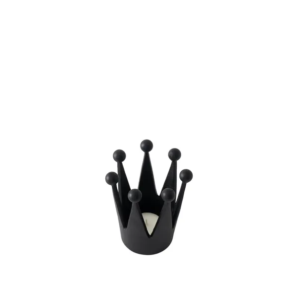 Cast Iron Crown Tealight Holder Black