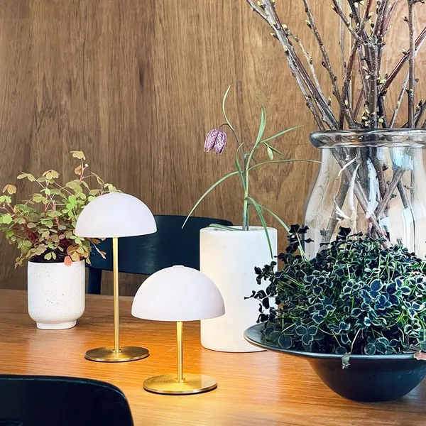 Lampe de table portable Along Mini LED, lot de 2, beige/laiton
