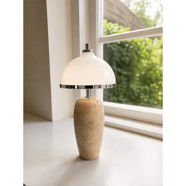 Eternal Moonlight Portable Lamp Ø12cm Travertine/Chrome