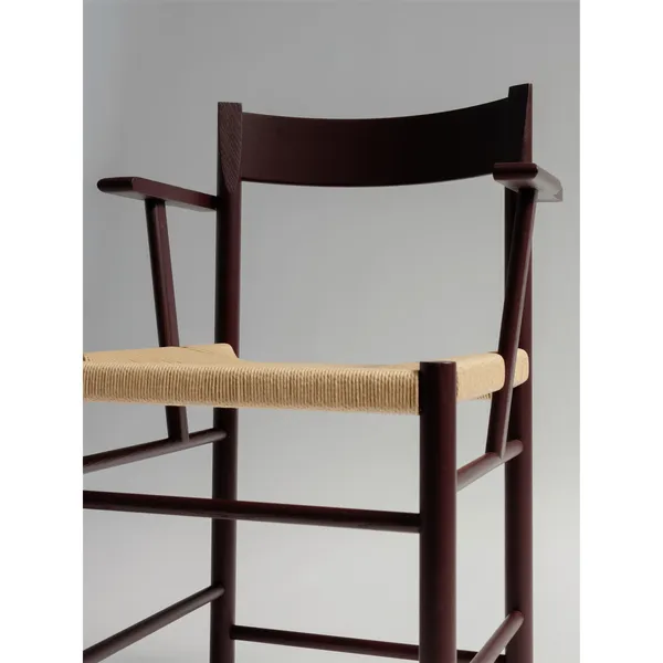 F-Chair Dining Chair With Armrest Burgundy Lacquer/Paper Cord